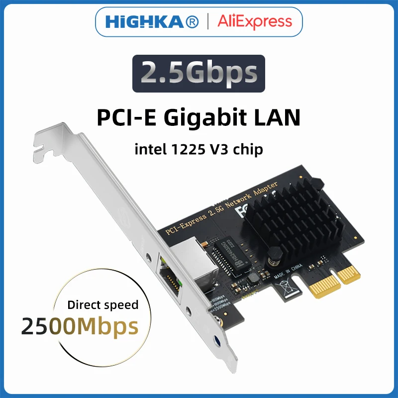 intel 1225 Gigabit PCI Express Network Card 10/100/2500Mbps