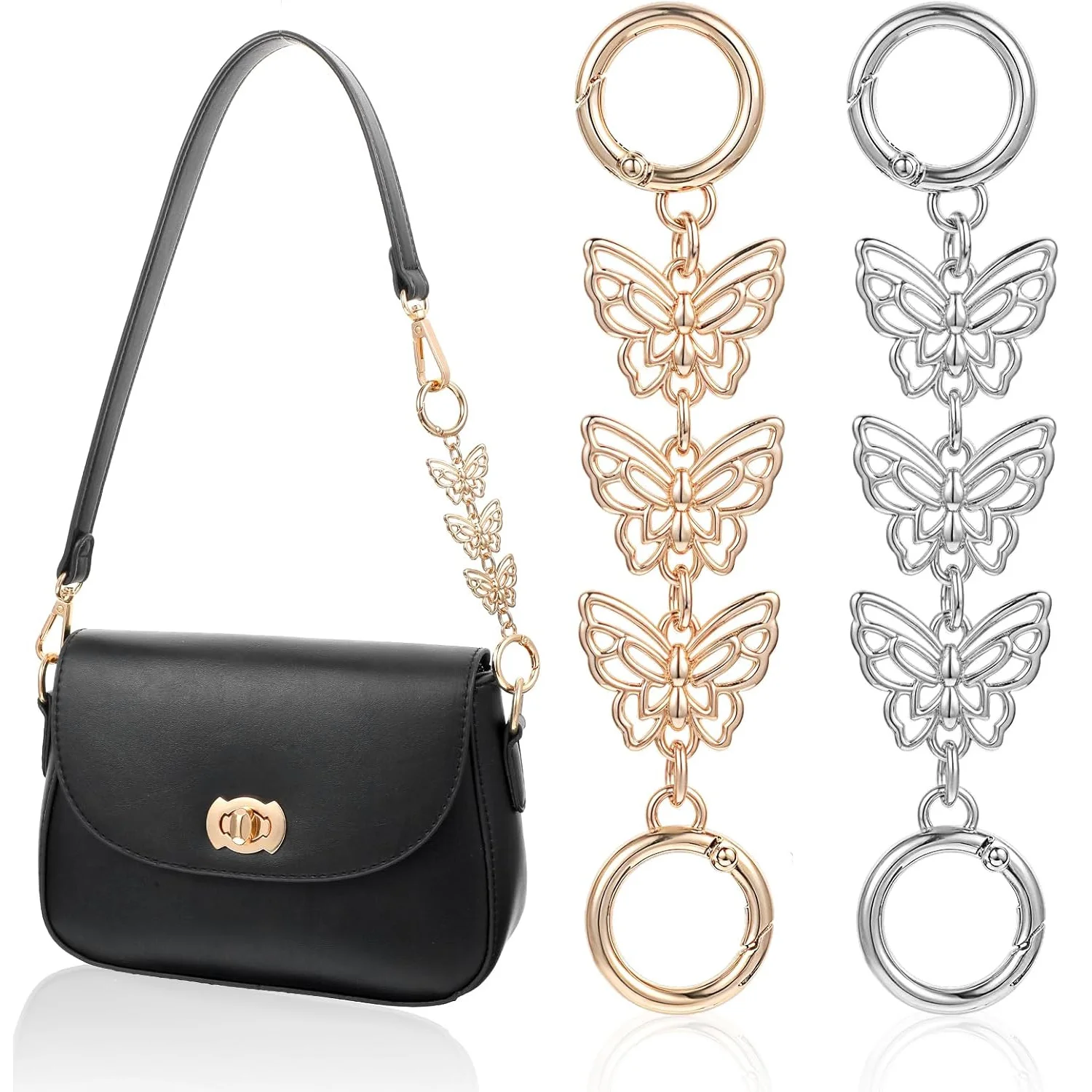 1 Pc Purse Chain Extender,Metal Chain Extender for Purse,Butterfly Bag Chains Extenders for Handbags, Shoulder Bags