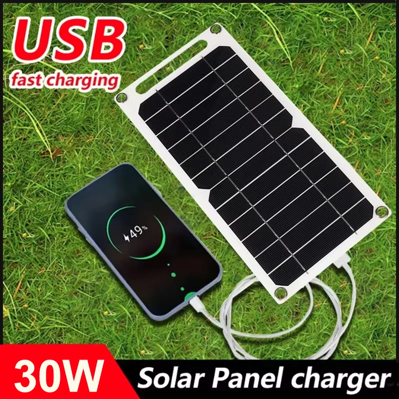 30W Solar Panel USB 5V Solar Cell Outdoor Camping Hiking Power Charger Plate for Mobile Phone Power Bank Watch Flashlight solar panel kit foldable solar charger