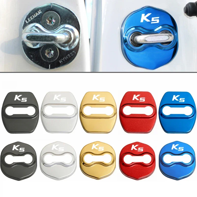 4 Pz/Set Car Door Lock Cover Badge Protection Stickers Decalcomanie Antiruggine Per Kia K5 K5 Ev K5 Phev Logo Auto Decorazione D'Interni