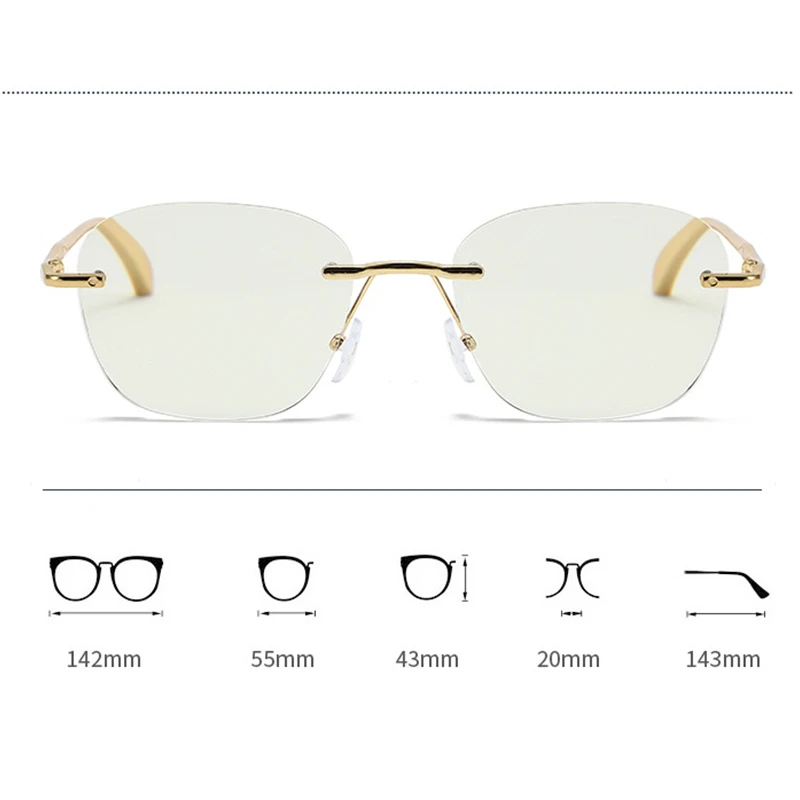 Photochromic Fashion Reading Glasses with Beveled Edging and Rimless Design