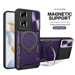 Enhanced Armor Magnetic Shockproof Case with Ring Holder Stand for Honor and Nova Series Smartphones (PURPLE)