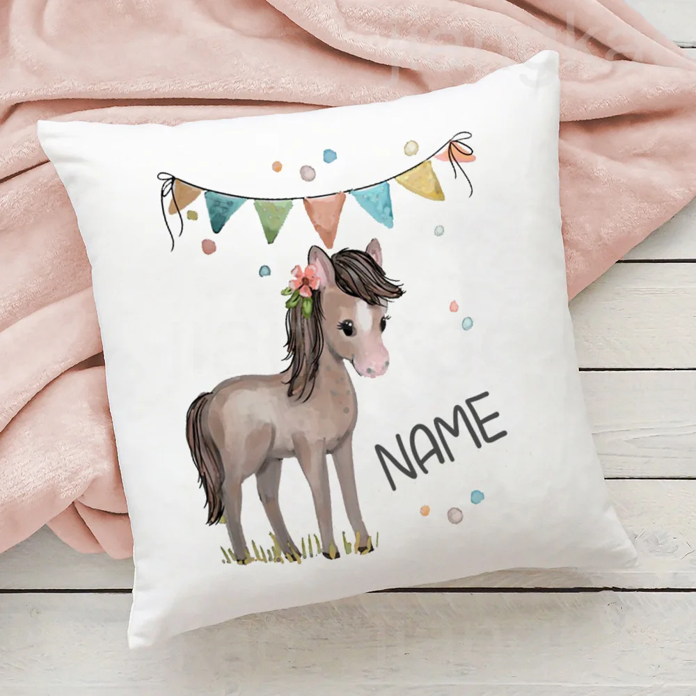 Personalized Pillow Case Animal with Name Pillow Dust Cover Bedroom Kids Wild Party Decor Pillowcase Birthday Gift for Children 4