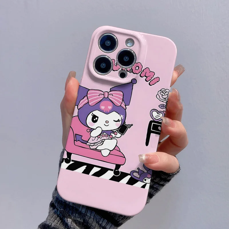 

Kawaii Sanrio Anime Kuromi Exquisite Cute Cartoon Pattern Iphone 15 14 13promax Anti Drop Phone Case Gifts for Girls