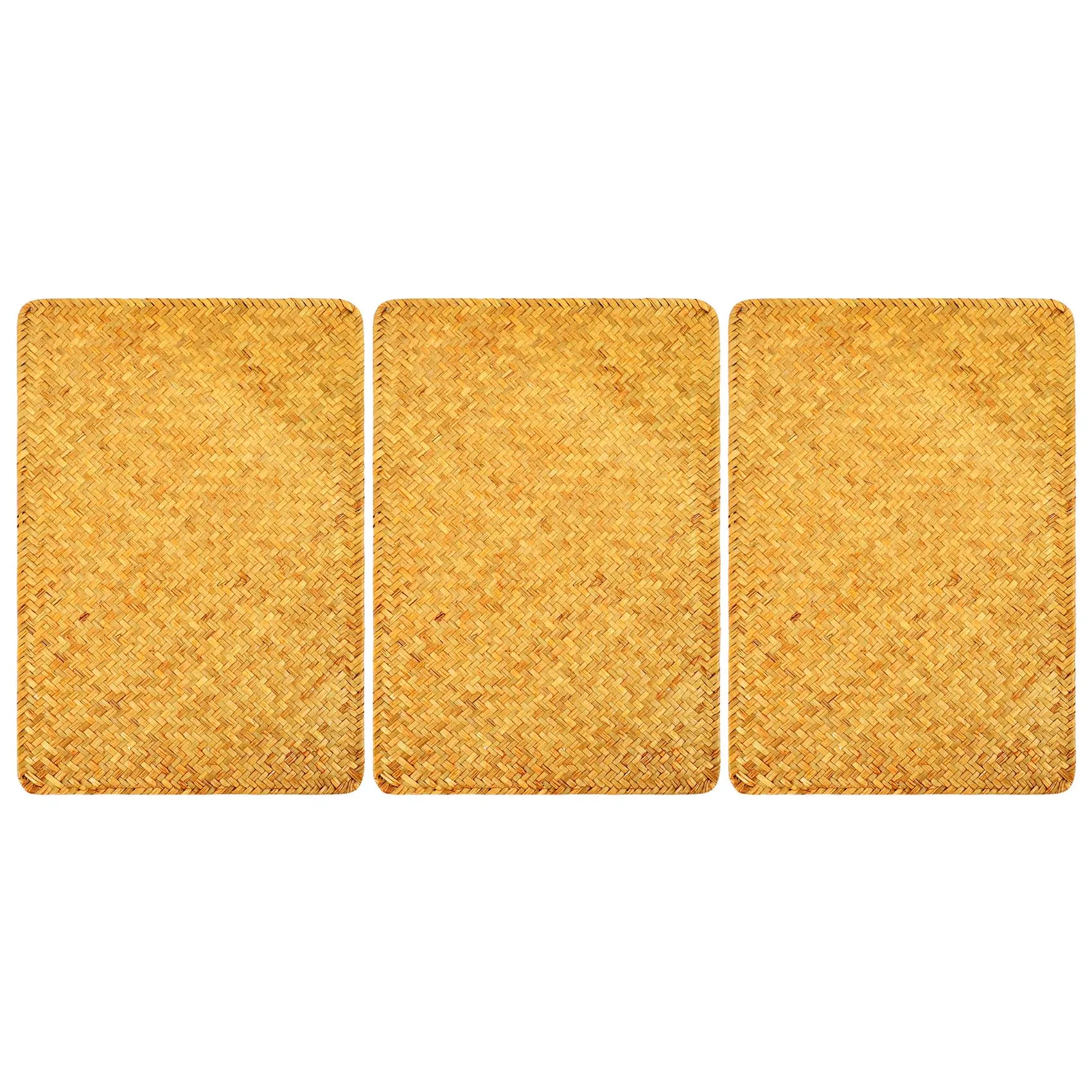 

Pack of 3, Natural Seagrass Place Mat, 17.7inch x 12inch, Hand-Woven Rectangular Rattan Placemats