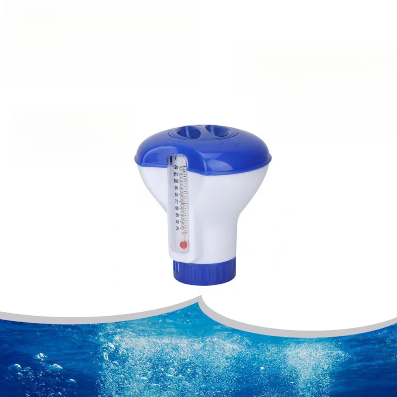 Swimming Pool Medicine Dispenser Floating Water Medicine Box Cup with Built-in Thermometer Float