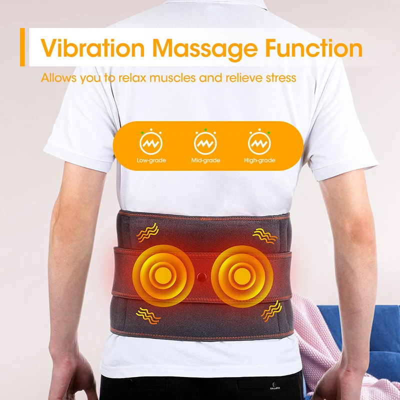 

Waist Massager Vibrador Back Pain Relief Lower Lumbar Pad 3-Level Hot Compreses for Physiotherapy Rehabilitation Support Belt