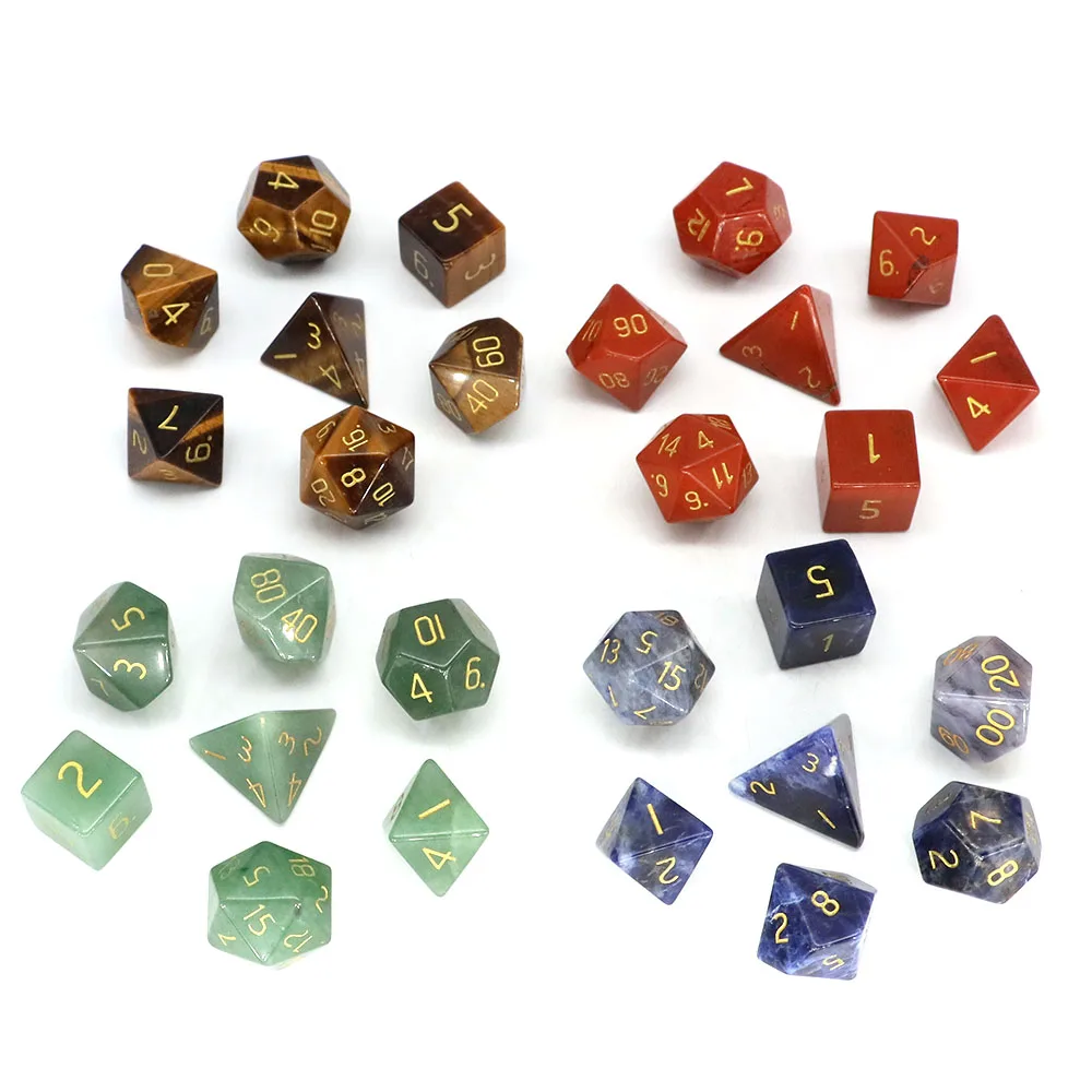Polyhedral Dice 7 Stones Set Natural Crystal Healing Gems For