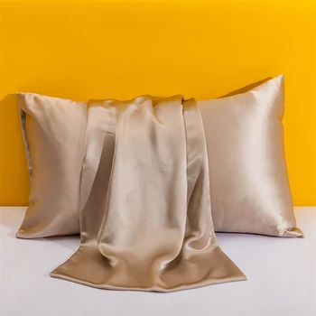 1PC federe in seta solida fodera per cuscino decorativa di lusso busta stile pelle dei capelli protegge la federa standard queen size 1