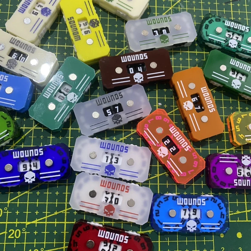 Tabletop Game Wounos Counter Board Game Wound Tracker 00-99 Life Tracker Military Scene Random Color 3