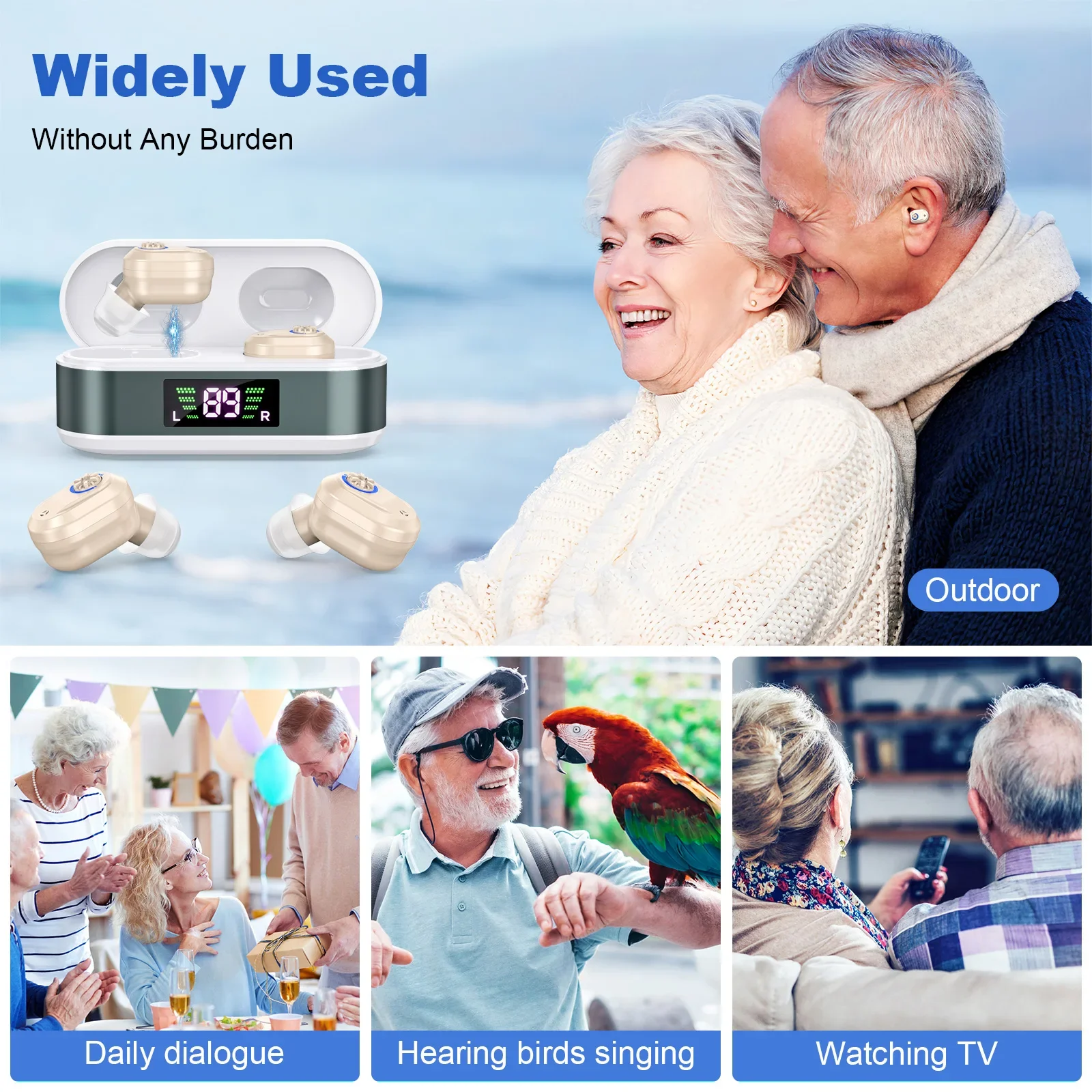 CIC Rechargeable Noise Reduction Hearing Aid for the Elderly Magnetic LCD Display No Howling Hearing Aids Invisible Amplifier 4