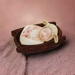 Baby Photography Prop Home Decoration Wood Bowl Posing Sofa Mini Couch Retro Bed Baskets for Newborn Monthly Baby Birthday Decor