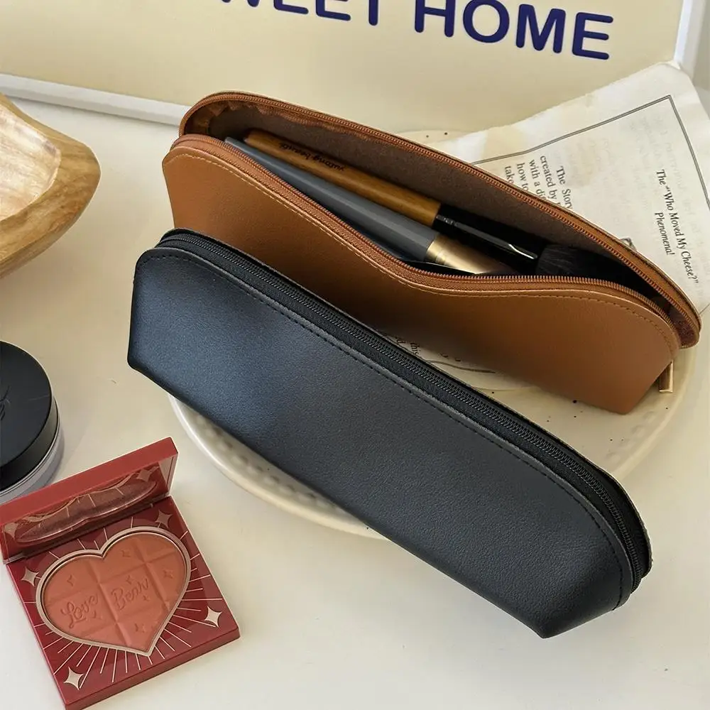 Large Capacity Pencil Bag Stationery Holder PU Leather Pen Case Children Zipper Pencil Pouch Student School Office Supplies