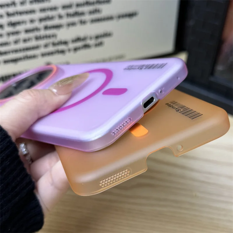 Translucent Frosted Barcode Phone Case with MagSafe Compatibility