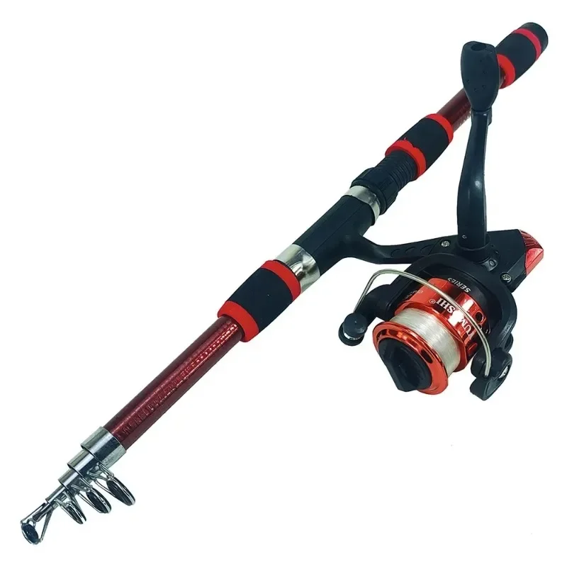 Spinning Fishing Rod and Reel Combo 1.8M Telescopic Rod with 5.2:1 3BB Reel Max Drag 5kg Full Fishing Kit Set,fishing pole set,fishing rod and reel combo,fishing rod