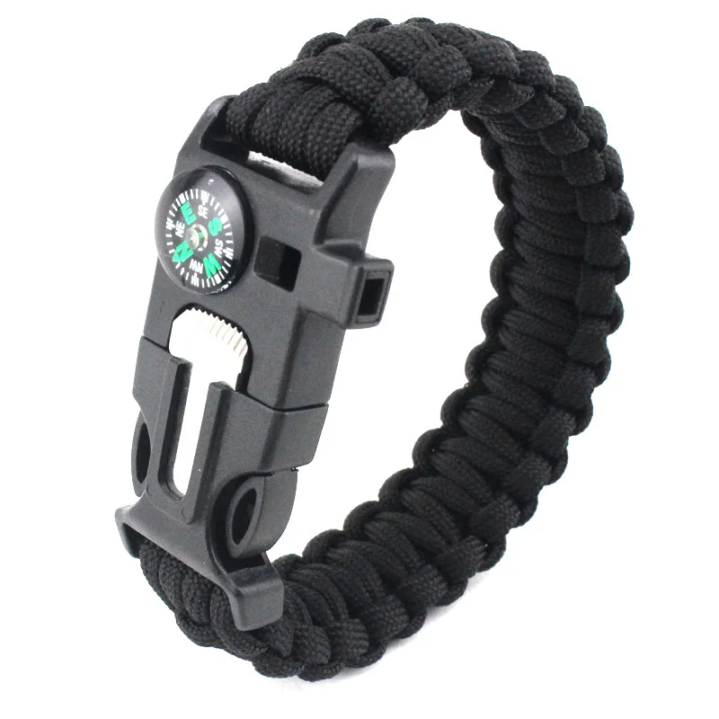 Men Outdoor Survival Umbrella Rope SOS Bracelet survival whistle survival tool Camping Adventure Emergency Rescue Compass Sport Whistle Bracelets