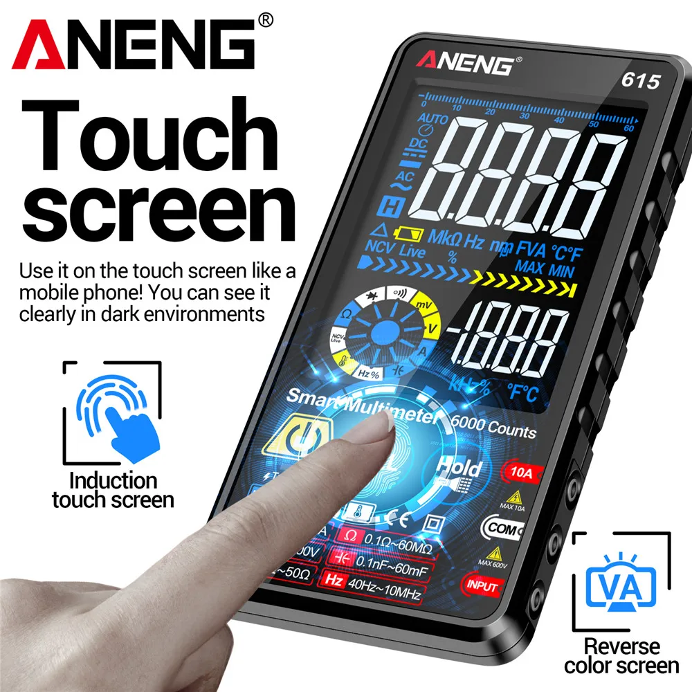 ANENG 615 Smart Multimeter Touch Multitester AC/DC Current Voltage Tester 6000 Counts NCV Meter Battery Charging Instrument Tool