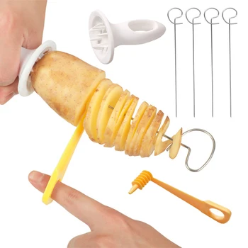 1Set Stainless Steel Plastic Wheel Potato Slicer Twisted Potato Spiral Slicer Cutter Creative Vegetable Tool Kitchen Gadget 1