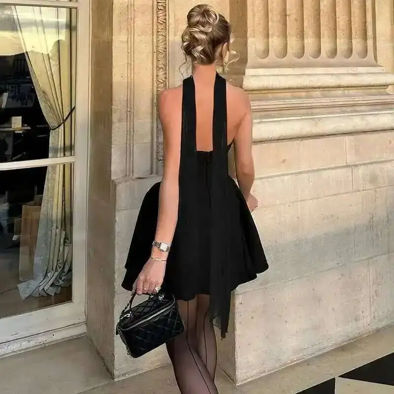 Elegant Off Shoulder A-Line Dress - Sexy Backless Mini Party Dress for Women