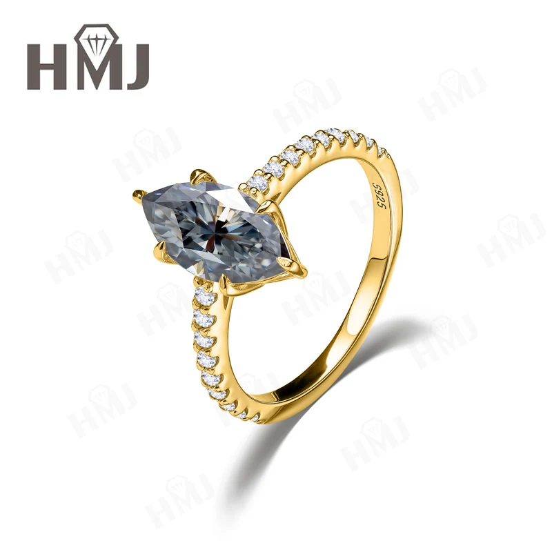 Luxuriöser 2-Karat Marquise-Schliff Moissanit-Ring aus 925 Sterling Silber, D-Farbe Weiß/Schwarz/Grau/Blau, Edle Schmuckstücke, Muttertagsgeschenk für Sie – Detail 8