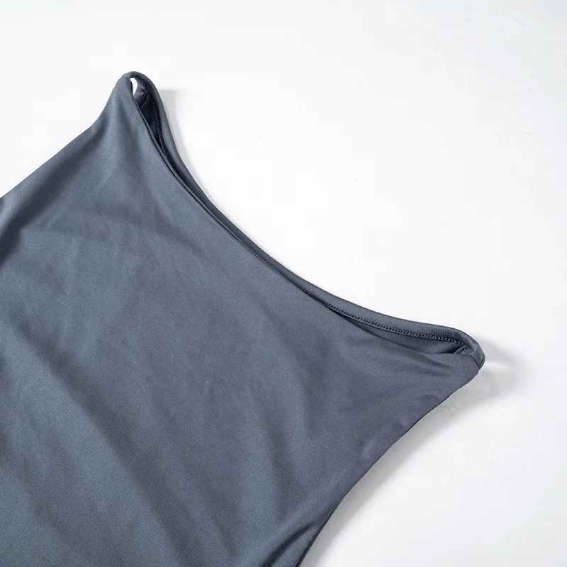 Vestido minimalista ajustado para mujer, trajes sin mangas, ropa de calle lisa, ropa de verano de una pieza, ropa de oficina para mujer
