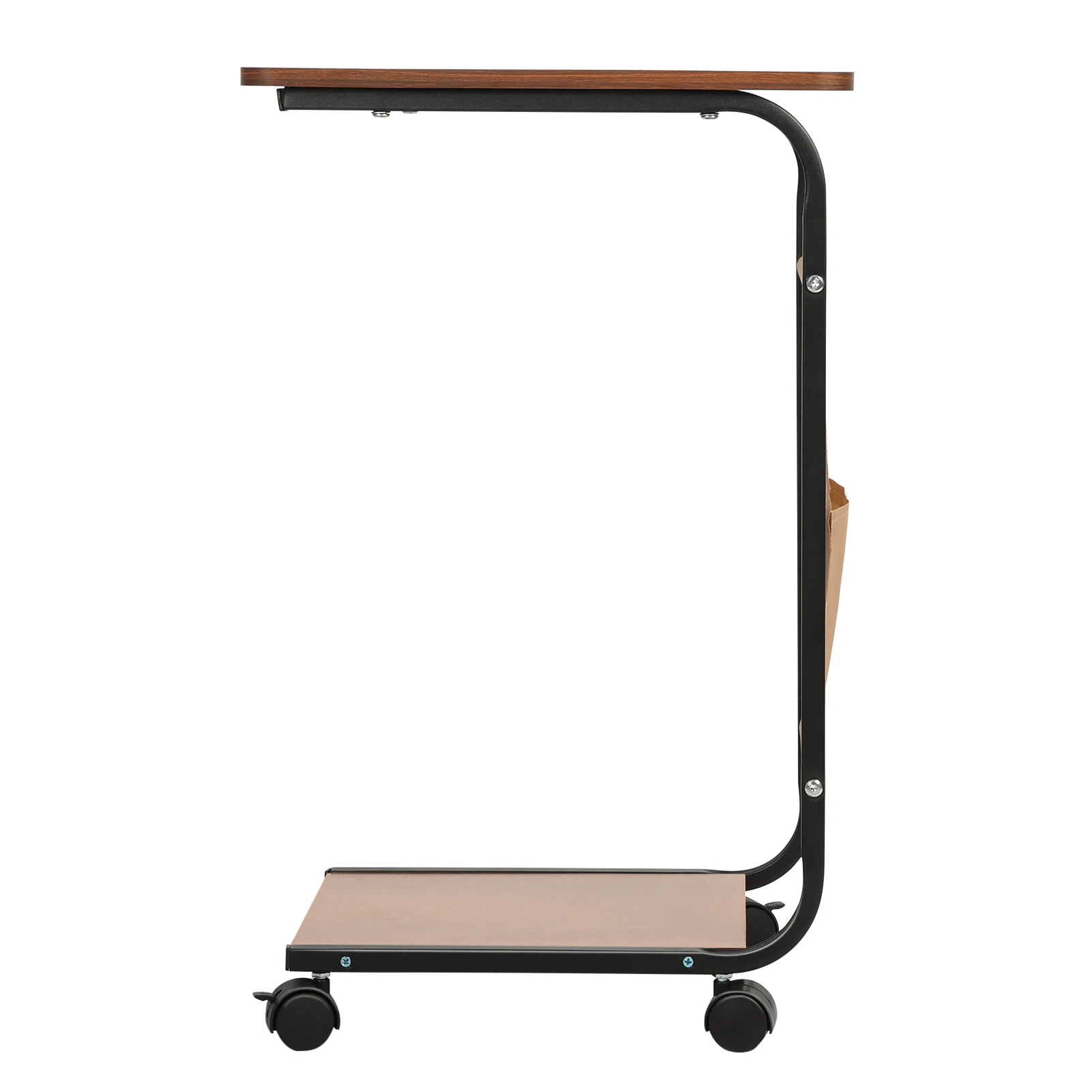 End Table, Rectangle Side Table, Night Stand with 2-Tier Storage Shelf and Fabric Storage Bag, Living Room Small Coffee Table 4