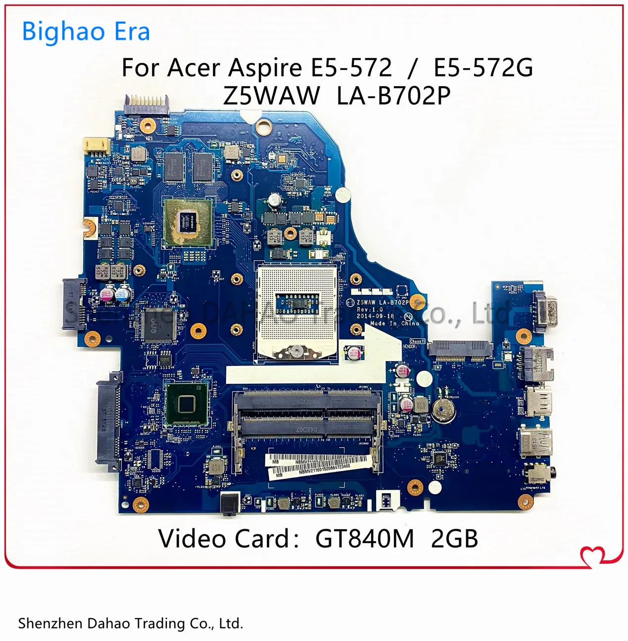 

Для Acer Aspire Φ Материнская плата ноутбука с HM86 GT840M 2GB-GPU Z5WAW E5-572 100% рабочий NBMV211001 NB.MV211.001