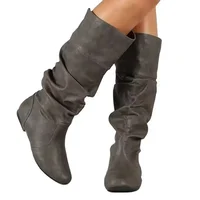 2024 Mid-Calf Boots Women Flat Shoes Spring Autumn Women High Boots Long Western Cowboy Boots Women Footwear Large size 35-43 - Image 5