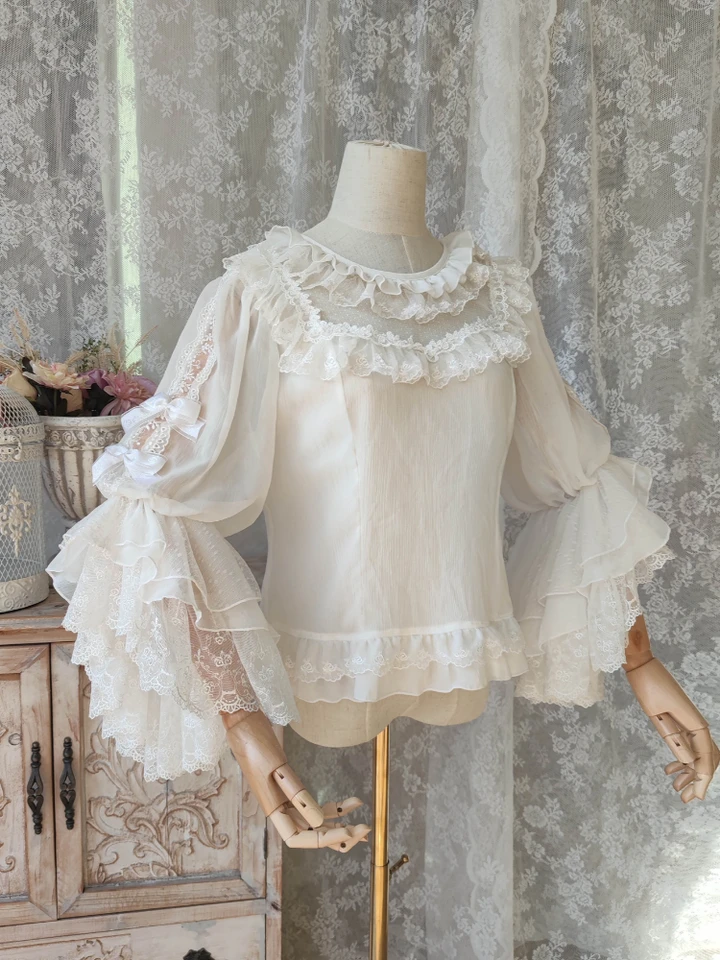 FEMME FILLE LOLITA Haut Chemisier Mousseline de Soie Broderie Ébouriffé Étoile EUR 39,85 - FR