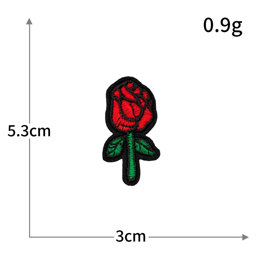 Red Rose Embroidery Patch - Decorative DIY Cloth Accent for Fashion & Accessories