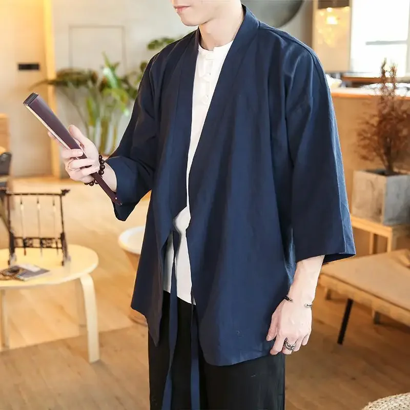 Solid Mens Kimono Japanese Streetwear Men Japan Clothing Shirt Blouse Korean Clothes Cardigan 5XL Summer japanese kimono japanese kimono cardigan japanese kimono shirt