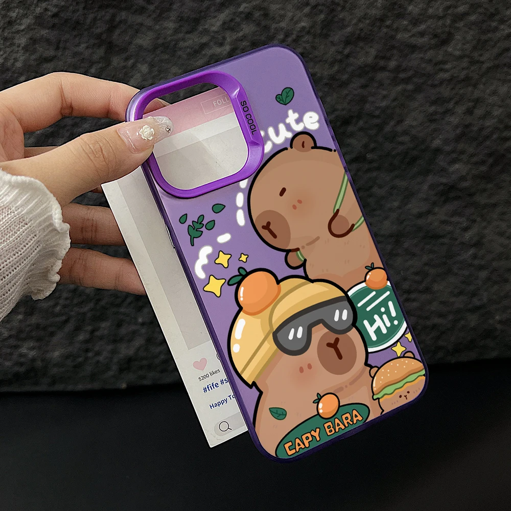 Charming Capybara Cartoon Phone Case - Silver Hard Cover