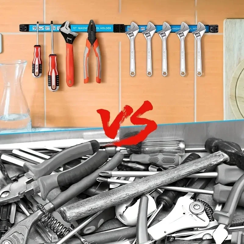 8/12/18/24 Zoll Magnetischer Werkzeughalter Magnetstange Heavy Duty Platzsparend Organizer Metall Zuhause für Werkstatt Garage Rack Gürtel Werkzeuge – Detail 4