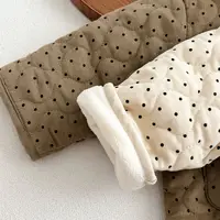 2024 Winter Infant Toddler Dots Corduroy Down & Parkas Korean Version Baby Hooded Outwear Newborn Hidden Button Thickened Coat 6