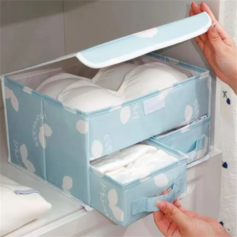 

Household Clothing Storage Box Fabric Double-layer Drawer Storage Box Divided And Layered Storage Box