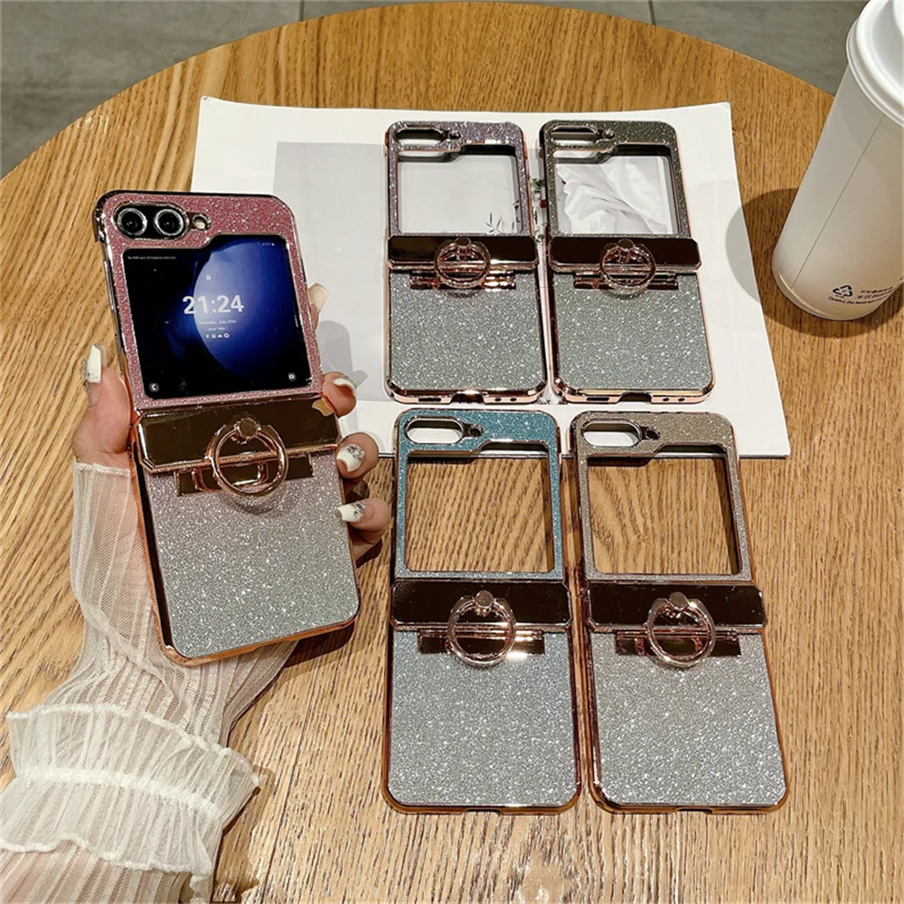 Glitter Diamond Ring Holder Gradient Electroplating Shockproof Case