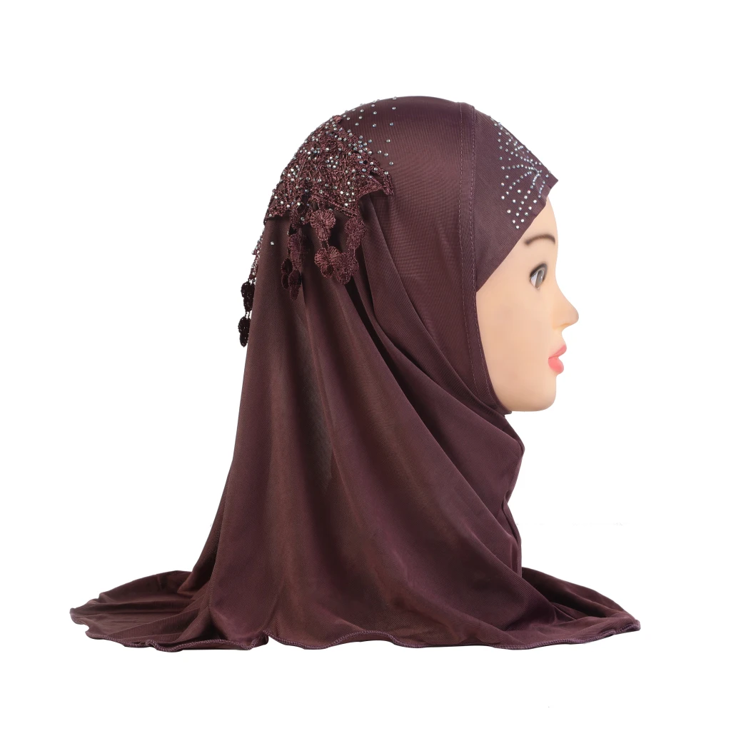 Hijab Lace Back Fit 2-5 Years Old Kids Pull On islamic scarf head wrap lace scarf children scarf muslim hijab