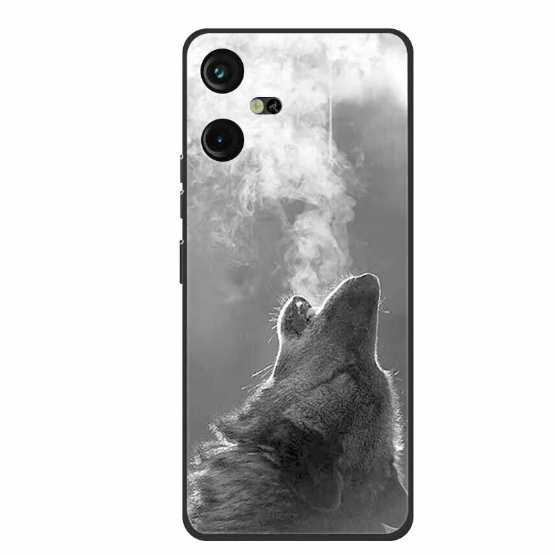 Luxury Soft Silicone TPU Phone Back Cover with Animal Wolf Design