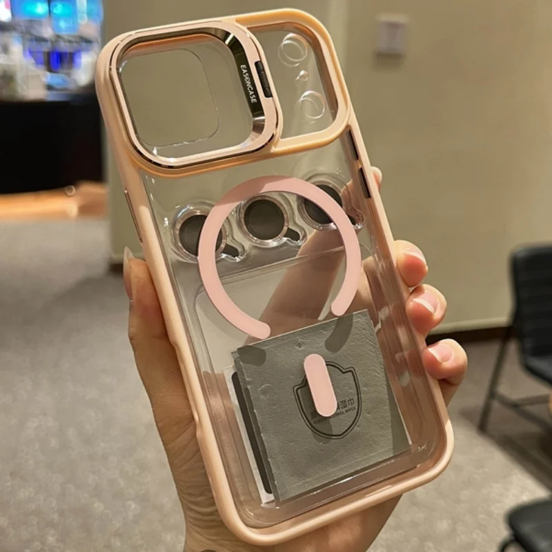 Luxury Magnetic Phone Case with Clear Glass and Stand Protection Cover