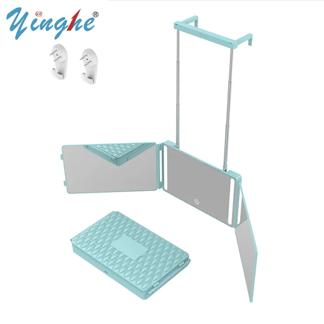 Vanity Espejos Con Luz Espelhos Miroir Mural De Maquillaje 3 Color Lights 1500Mah Self Cut Trifold Wall Mount Makeup Led Mirror