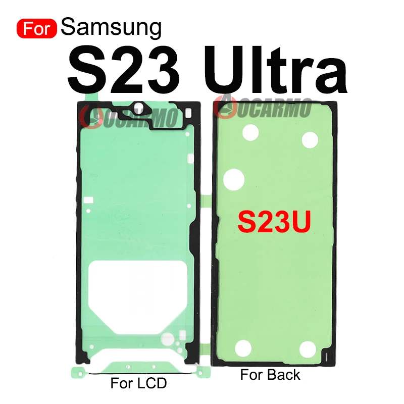Juego completo adhesivo impermeable para Samsung Galaxy S23 Plus, S23fe, S22U, S23 +, S23 Ultra, pantalla LCD, cubierta trasera de batería, cinta adhesiva