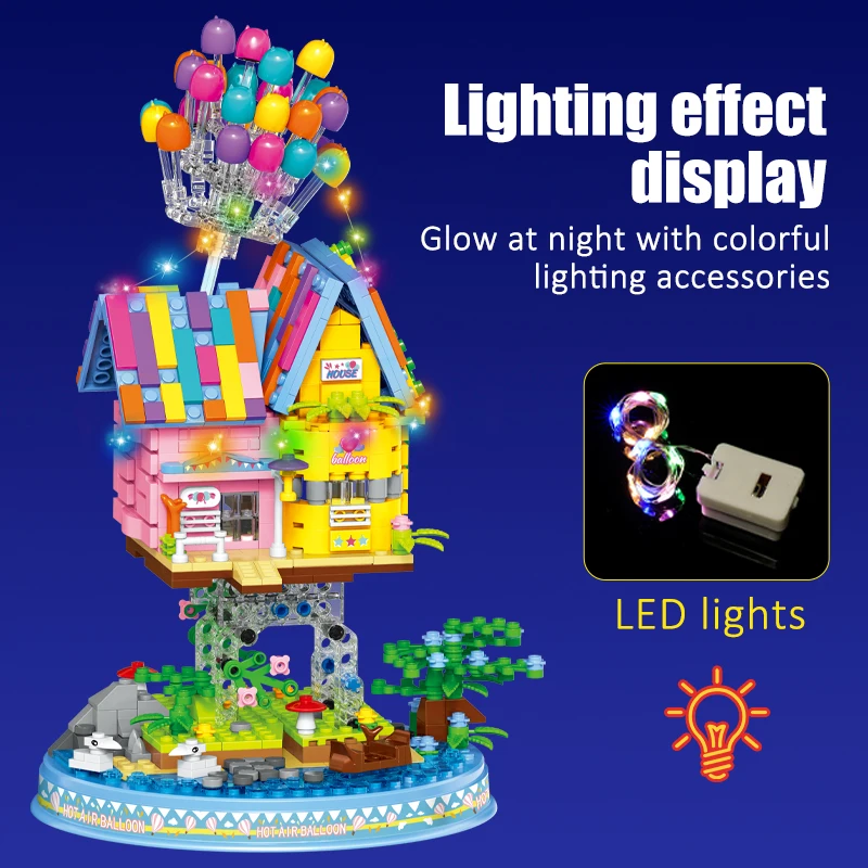 931+Pcs City Friends Suspended Gravity Balloon Flying House