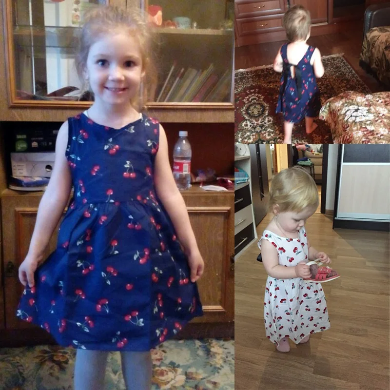 1-7 Years Baby Girls Dress Cherry Summer Cotton Casual Dress Little Girl Sleeveless Cute girls dress