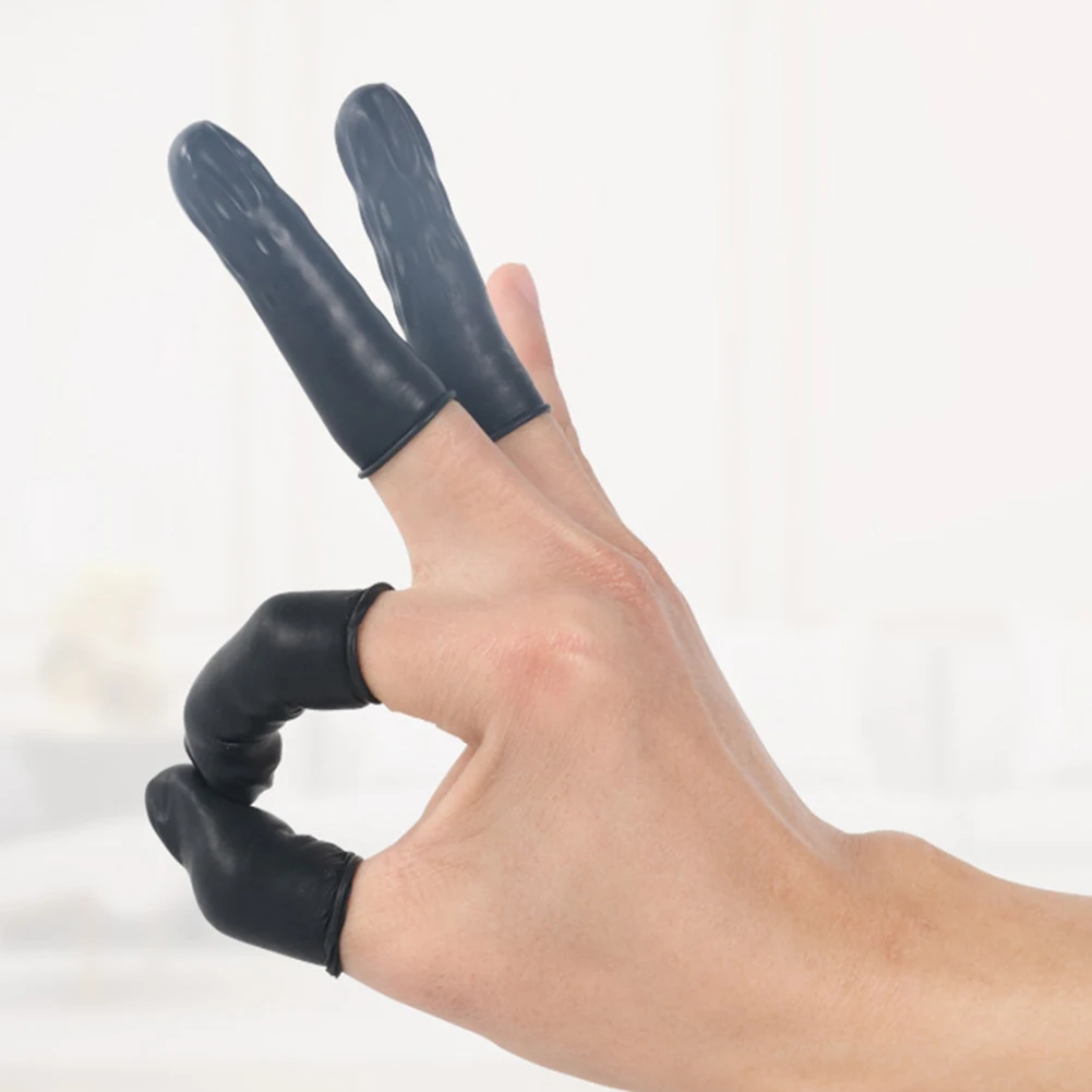 100pcs/lot Black Disposable Latex Rubber Finger Cots Sets Fingertips Protector Gloves For DIY Making Finding Accessories