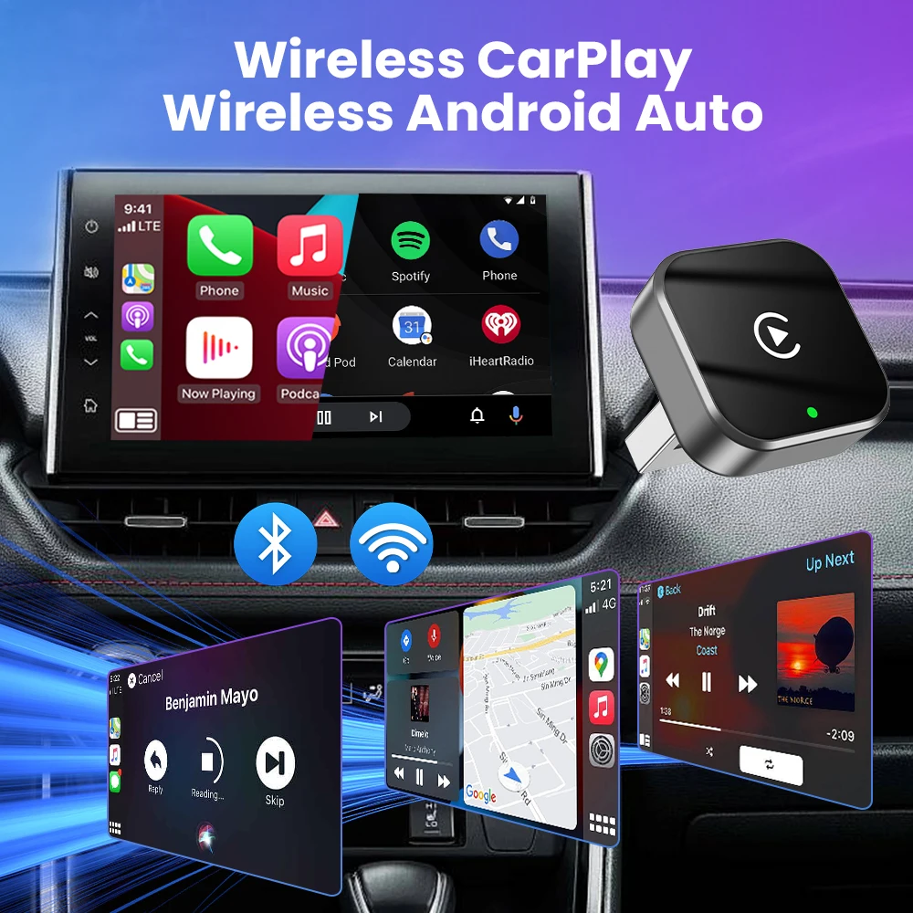 Adaptador CarPlay inalámbrico 2 en 1, Android Auto AI, caja inteligente, sistema inteligente para coche, adecuado para VW, Toyota, Nissan, Honda, Kia, Opel MG - Imagen 3