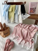 Beiyingni French Elegant Satin Mermaid Skirt Women Spring Summer Lace Patchwork Pack Hip Long A-line Skirts Office Ladies Faldas - Image 3