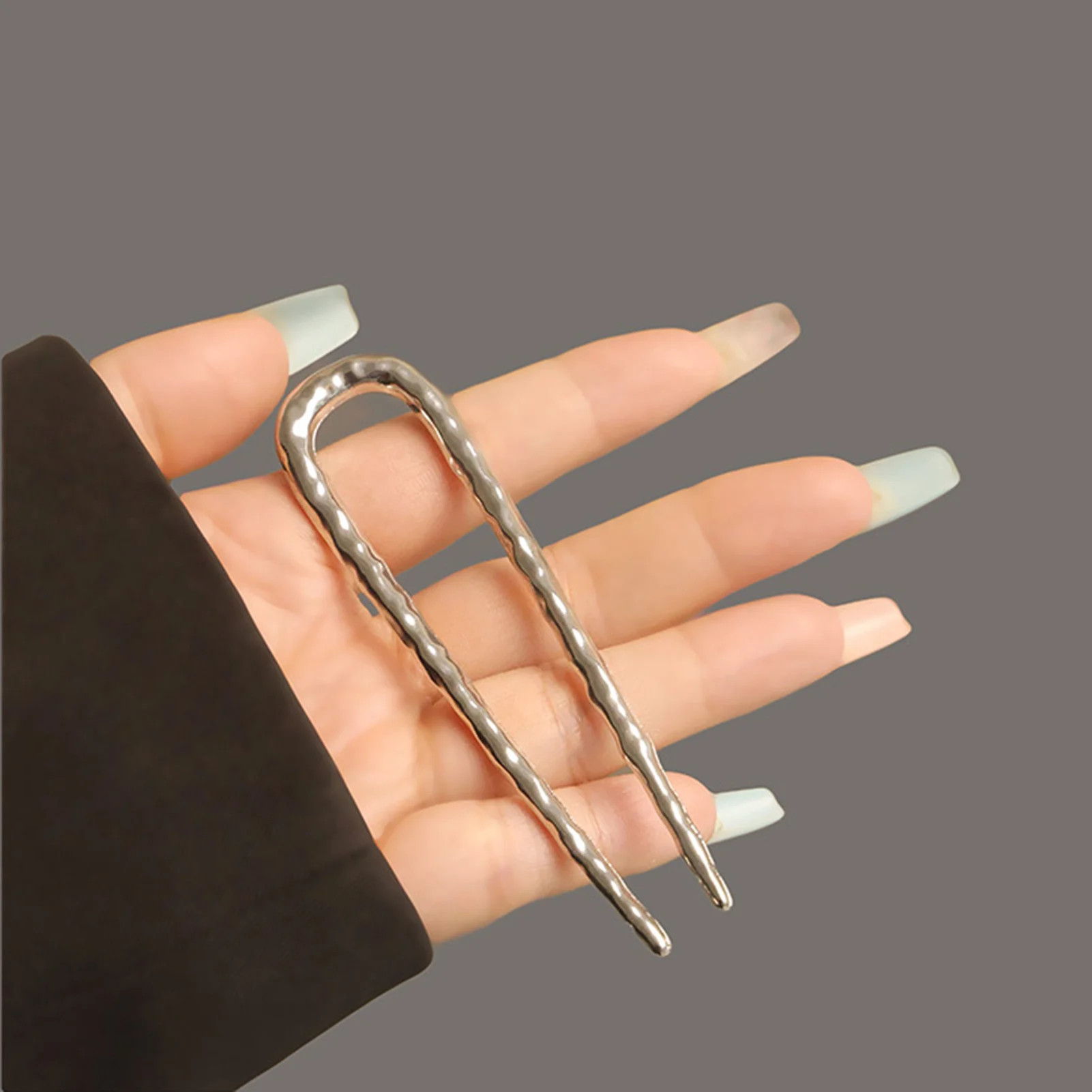 Chinesischen Stil U Form Hammer Textur Haarnadel Legierung Chinesischen Stil Haar Stick Für Frauen 10 cm Hanfu Haar Zubehör geschenk – Detail 8