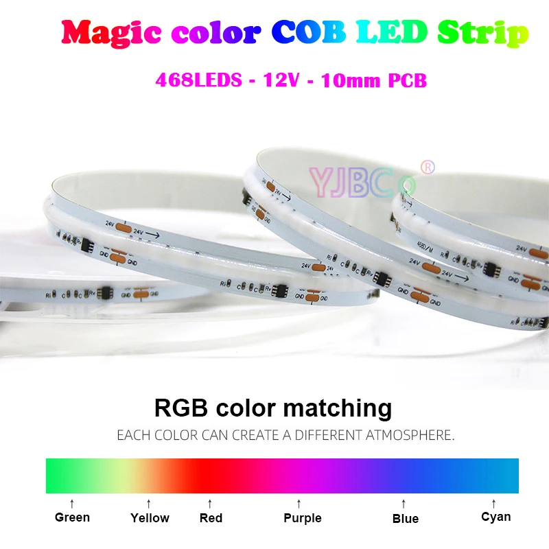 

12V 5m Programmable RGB COB LED Strip WS2811 468LEDs/m FCOB Magic color pixel Light running horse addressable Flexible Lamp Tape