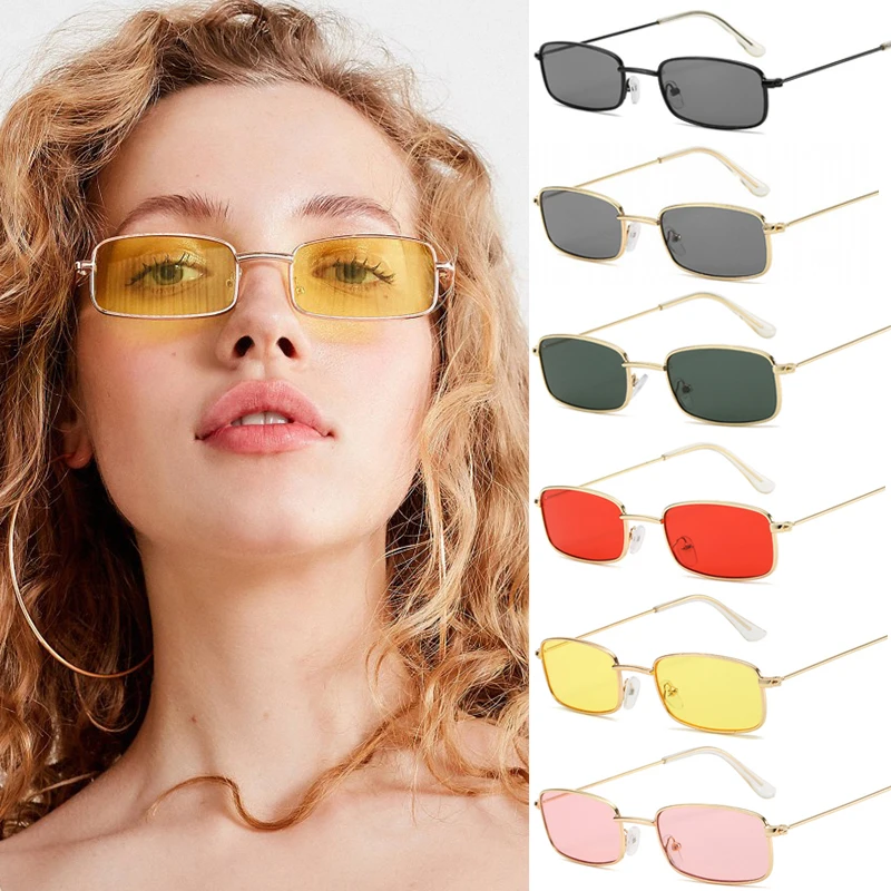 

Fashion Vintage Square Small Frame Sunglasses Metal Frame Thin Frame Sunglasses Men Women Design Brand Exquisite Glasses UV400
