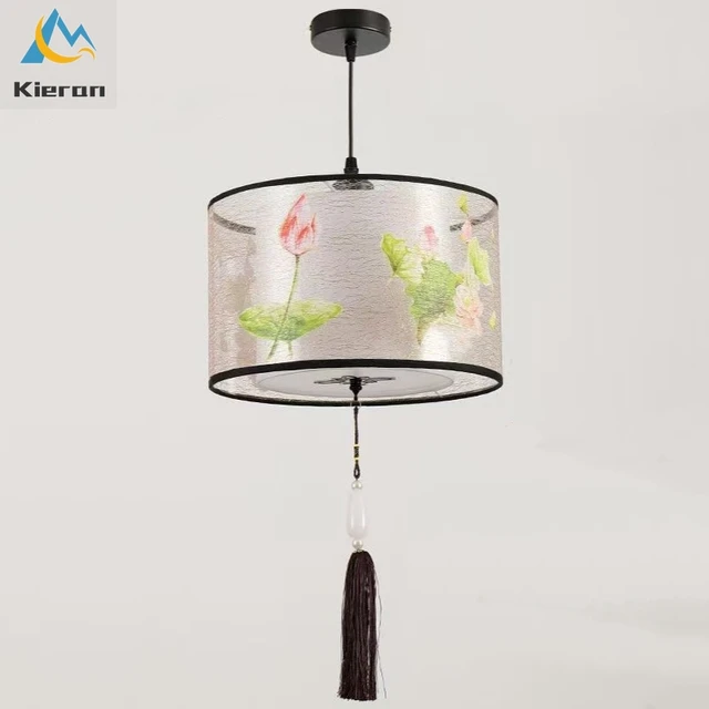 Lampadario a LED in tessuto moderno nordico, soggiorno, camera da letto, KTV, lampada a sospensione da comodino, decorazione della stanza, lampada a sospensione in stile cinese 1